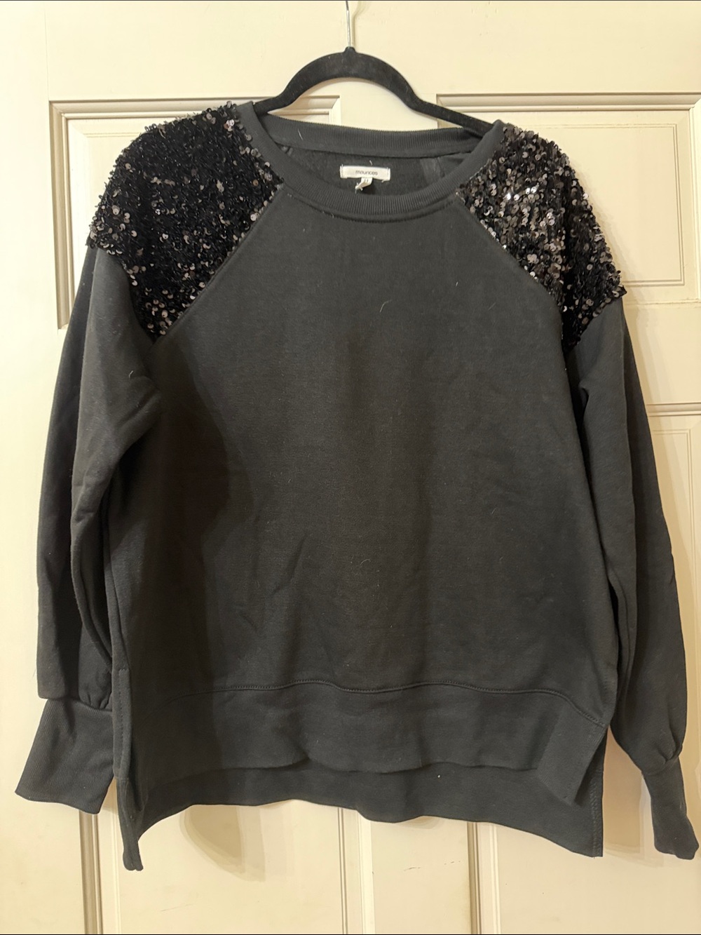 Maurices Black Sequin Shoulder Sweatshirt